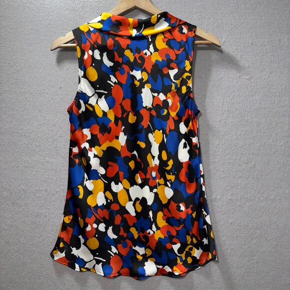 Nine West Sleeveless Artsy Abstract Painted Floral Medium Tunic Top Modern Boho - Picture 3 of 7